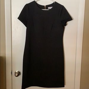 Black Shift Dress with Rose Embroidery Detail